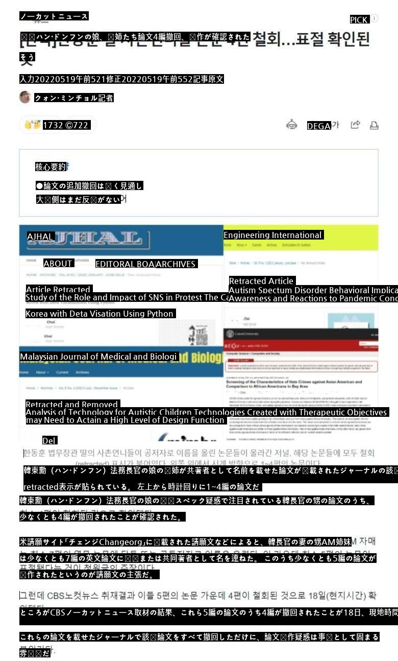 ●2次財業、ハン·ドンフンの娘、甥の論文4編を撤回