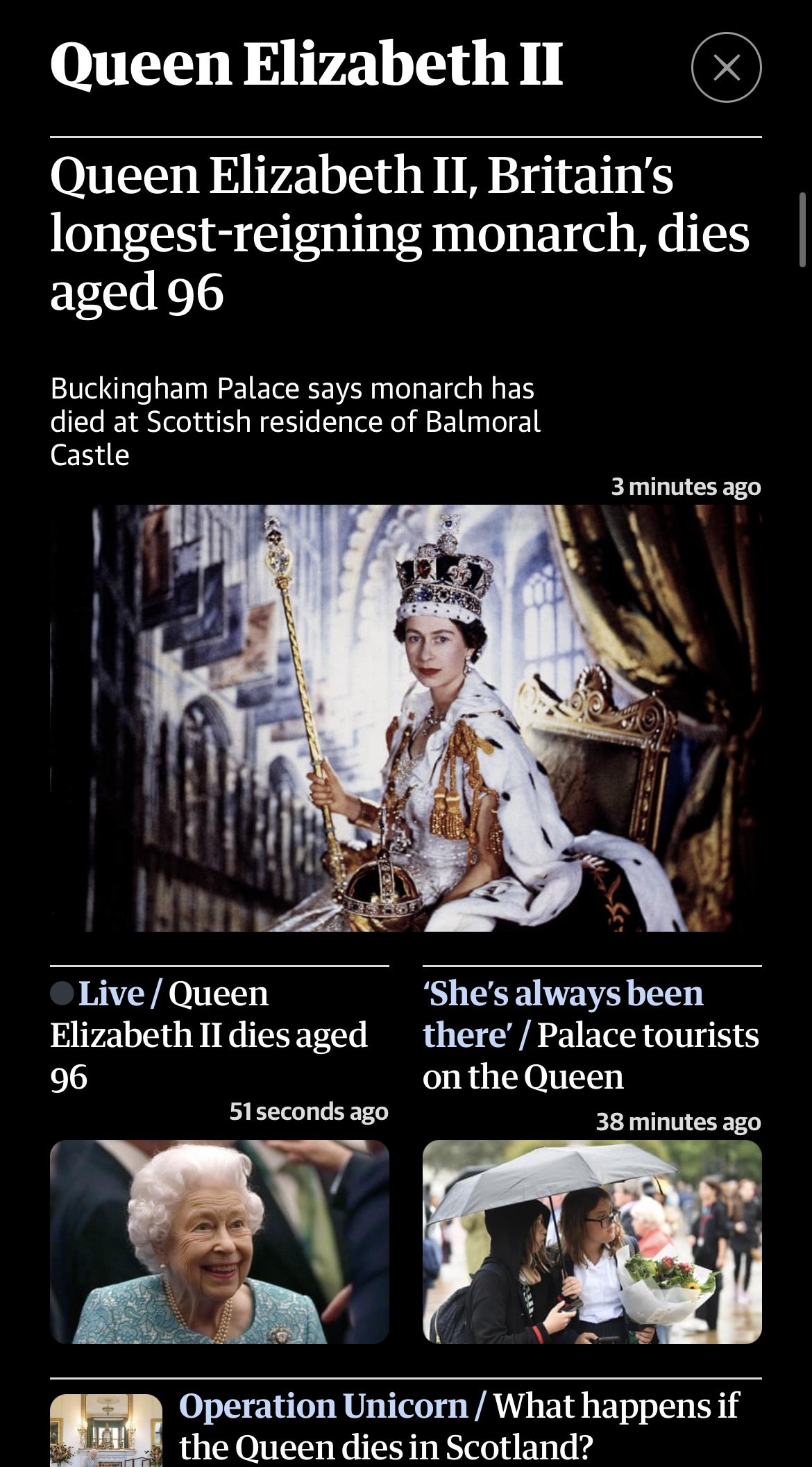[The Guardian] 엘리자베스 여왕 96세로 사망