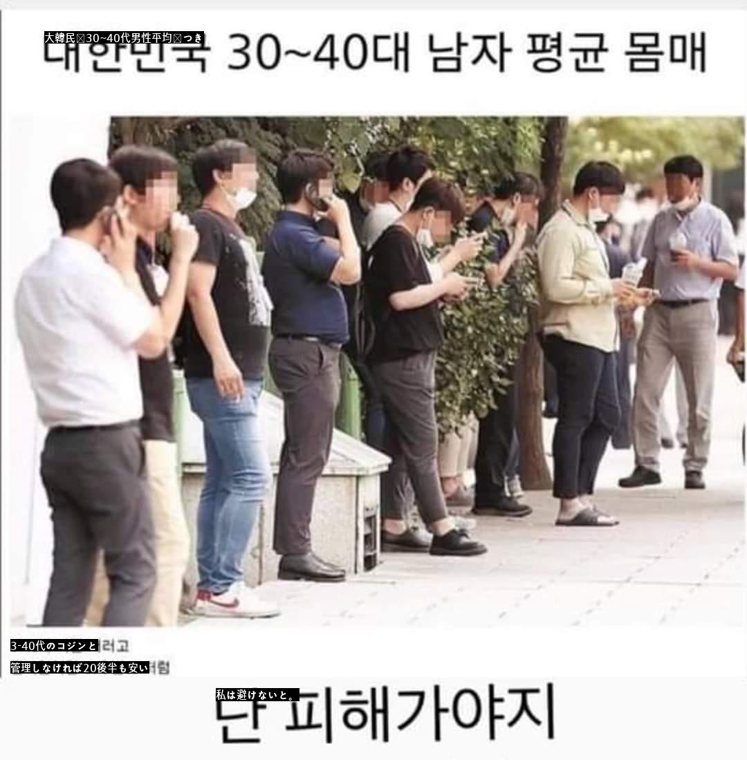 韓国の30~40代男性の平均スタイル