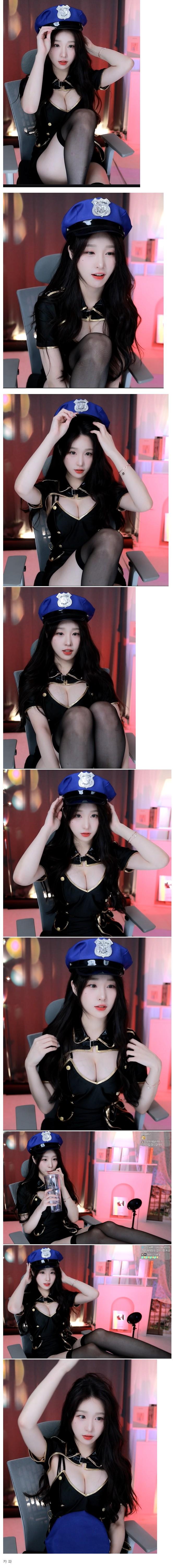 婦人警官の帽子をかぶったハンギャン果敢なミッドオープン。