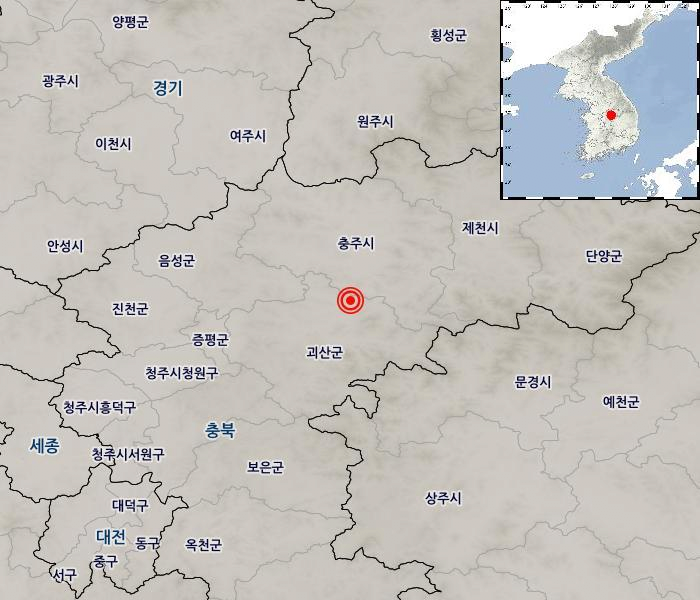 [오피셜] 충북 괴산군 북동쪽 11KM 지역 규모 2.9 지진 발생