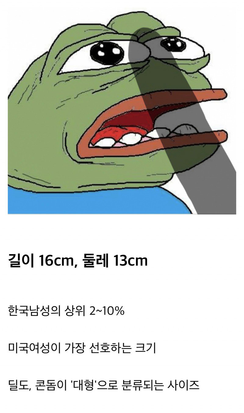 한국남자 대물기준과 평균사이즈
