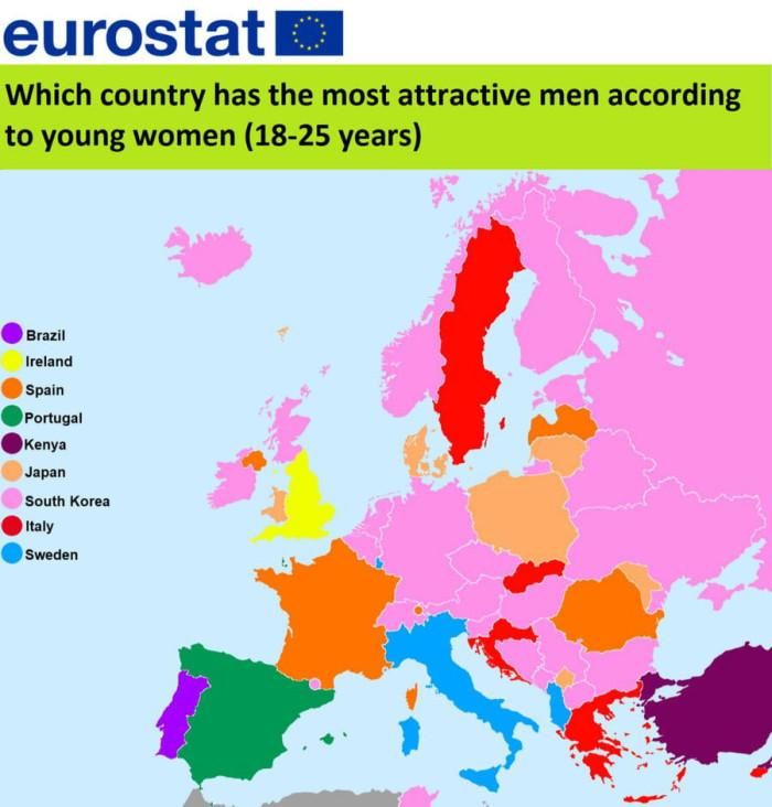 유럽 나라별 인기 많은 남자 국적