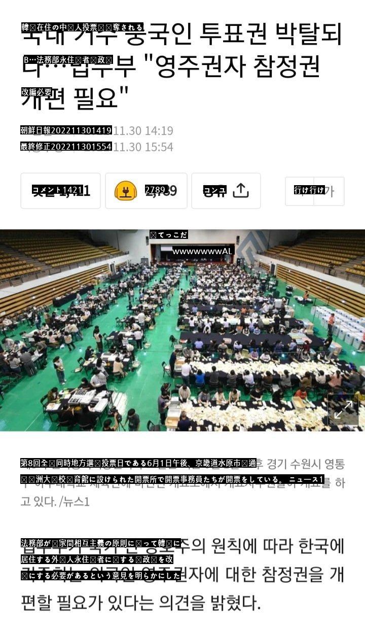 韓国に居住する中国人投票権剥奪されるかjpg