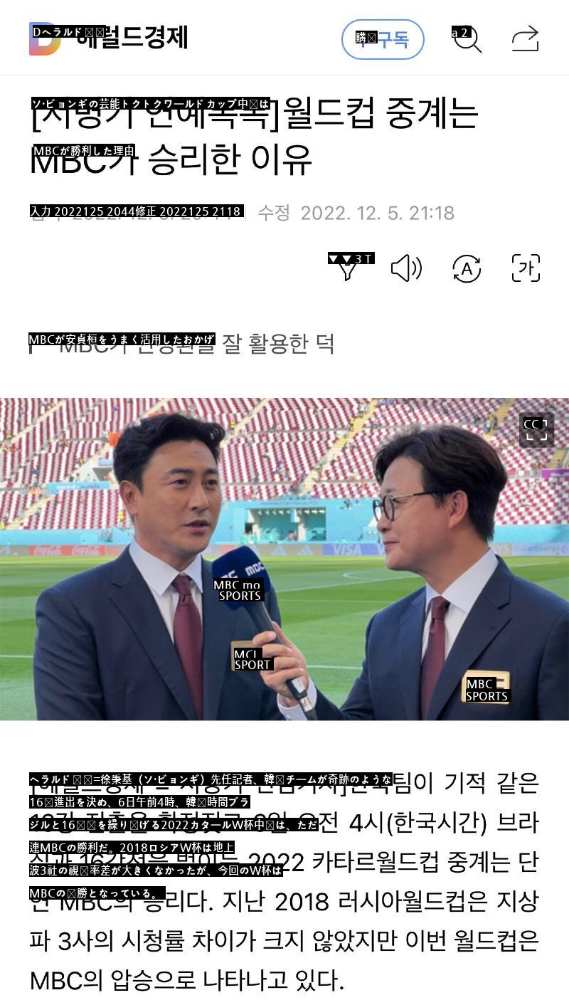 MBCがW杯視聴率圧勝した理由