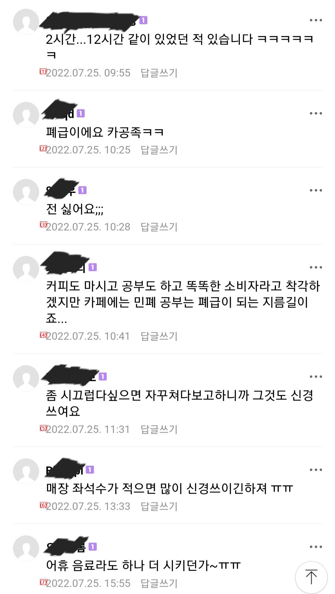 카공족 극혐하는 개인카페 사장들