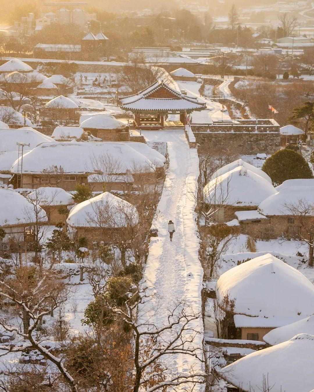 順天楽安邑城の冬の風景