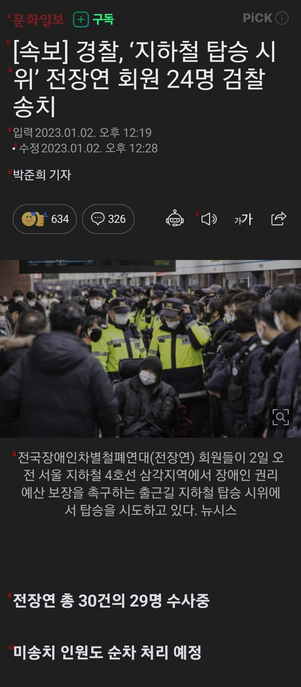 [속보] 경찰, ‘지하철 탑승 시위’ 전장연 회원 24명 검찰 송치