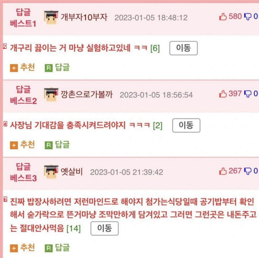 식당 사장님에게 시험당하고 있는 혼밥러