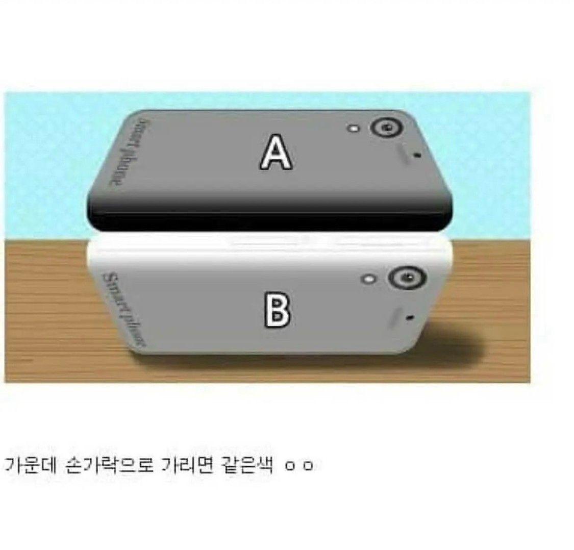 가운데 손가락으로 가리면 같은색