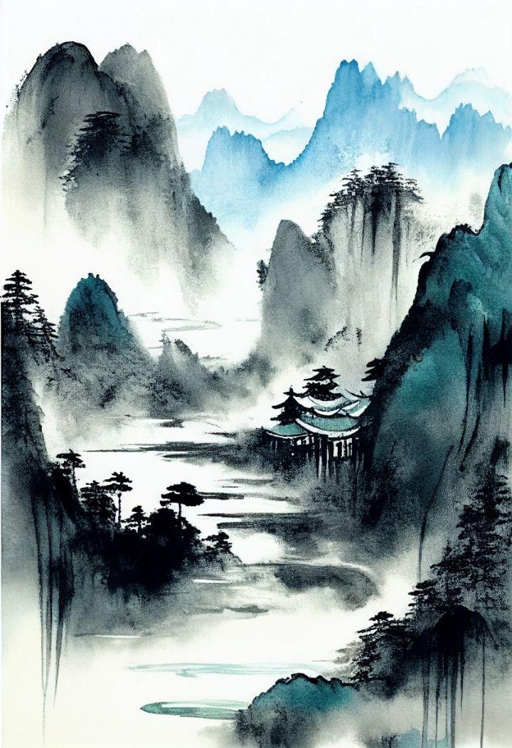 산수화 학습한 AI 그림