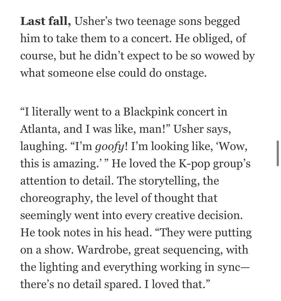 아들들이 졸라서 블랙핑크 콘서트에 간 어셔(Usher)