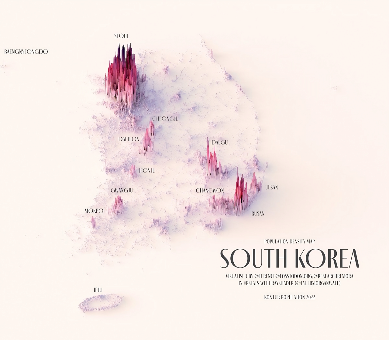 대한민국 인구 밀도 지도