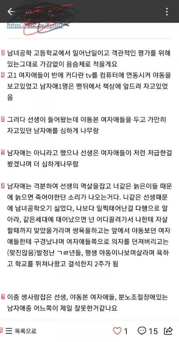 남녀공학 포르노 대참사