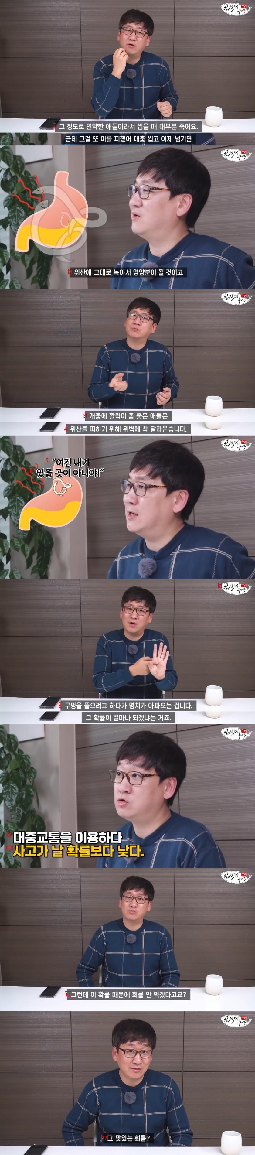 약혐) 우리가 먹는 생선회에는 얼마나 많은 기생충이 있을까?