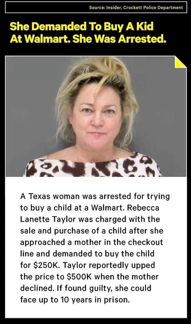 ウォルマートで赤ちゃんを買おうとした女性