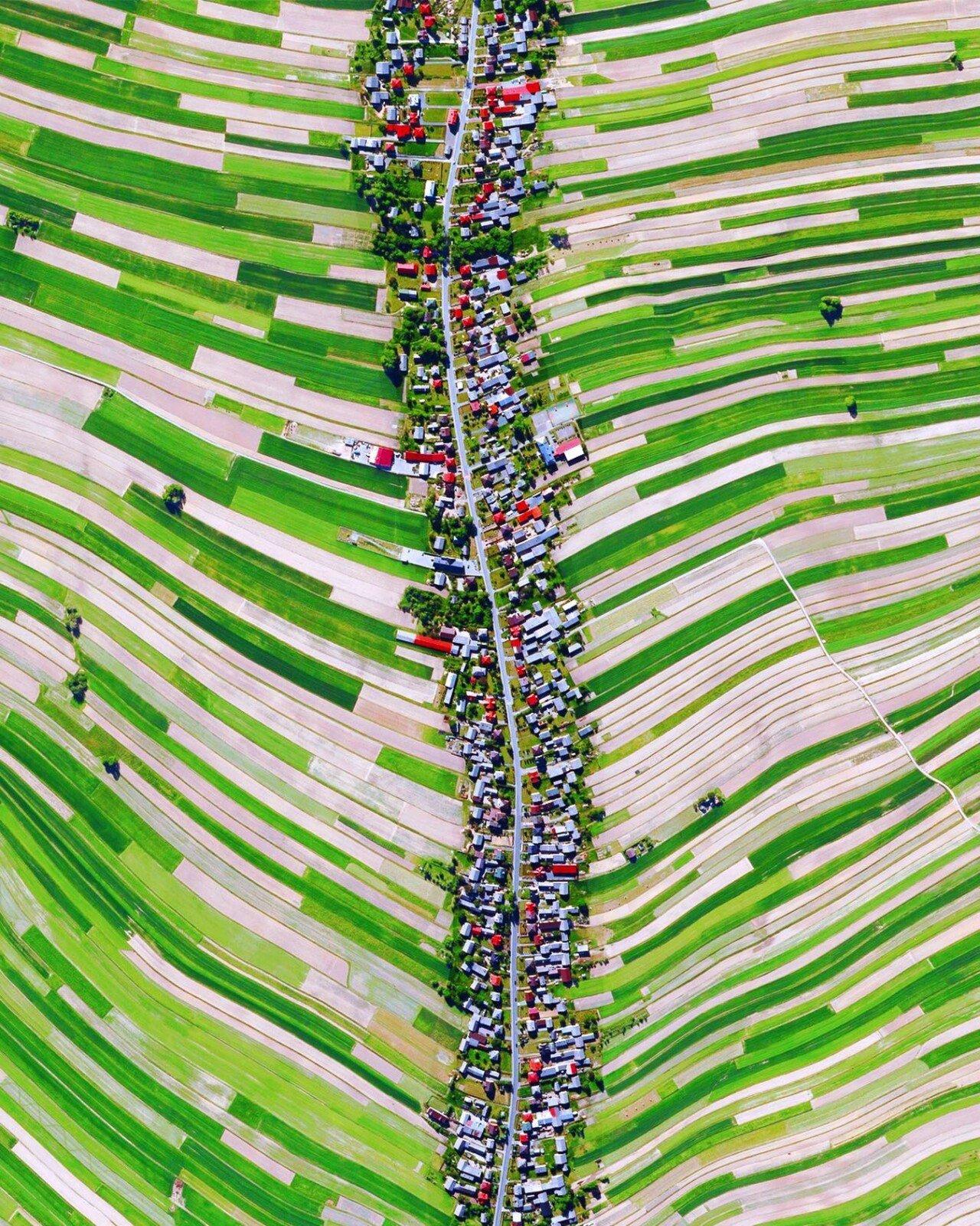 道路を挟んで6000人余りが集まるポーランドの村