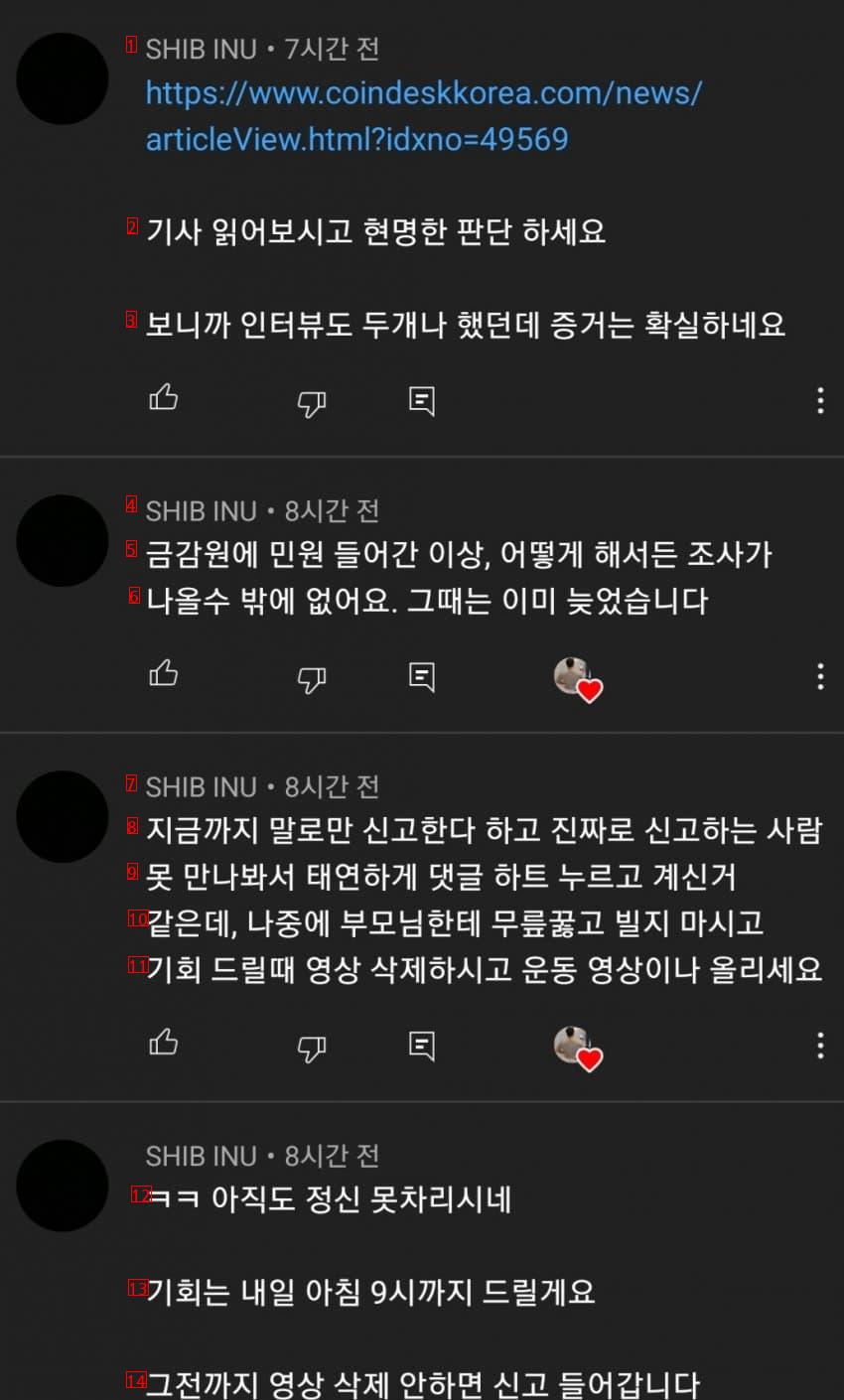 비트코인 성공한 고딩 유튜버에게 달린 댓글