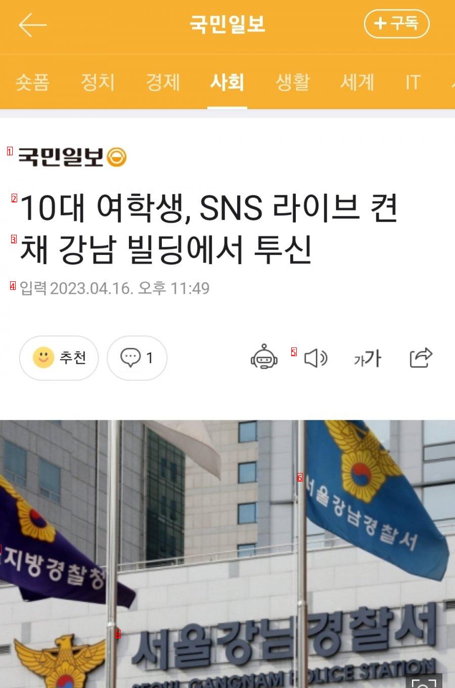 10대 여학생 Sns 라이브 켠채 강남 빌딩에서 투신 촬스의 이슈와 유머 