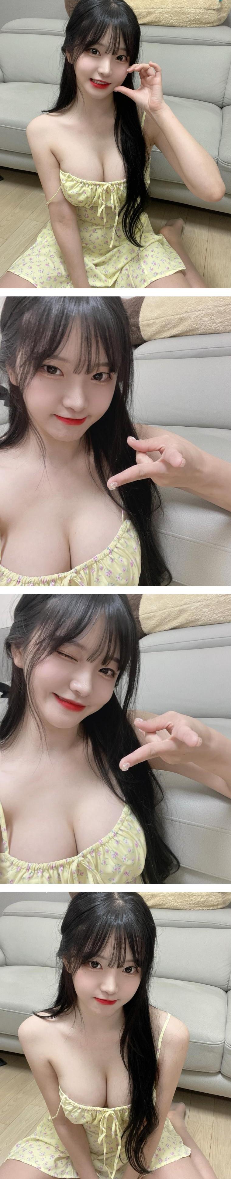 러블리한 여친 원피스 박민정 가슴골 제대로 보여주는 인스타