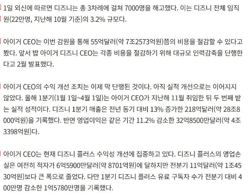 디즈니, 7000명 해고 완료