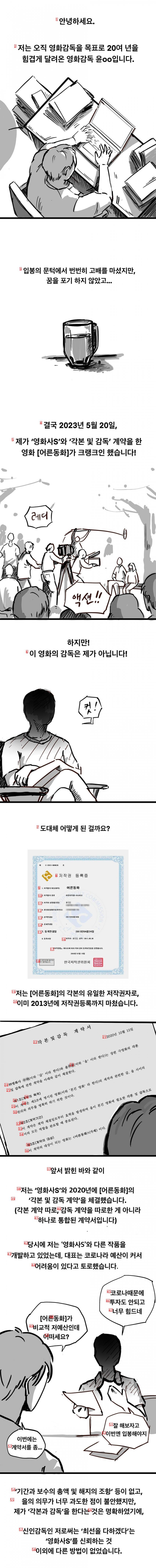 영화사에게 뒤통수 맞은 감독