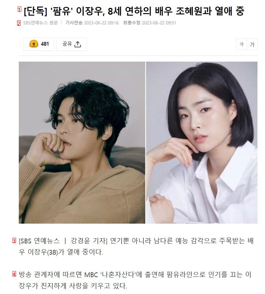 ''나혼자산다'' 이장우 배우 조혜원과 열애