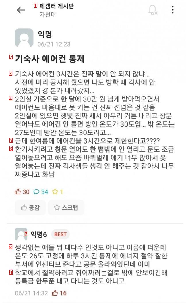 기숙사 에어컨 논란