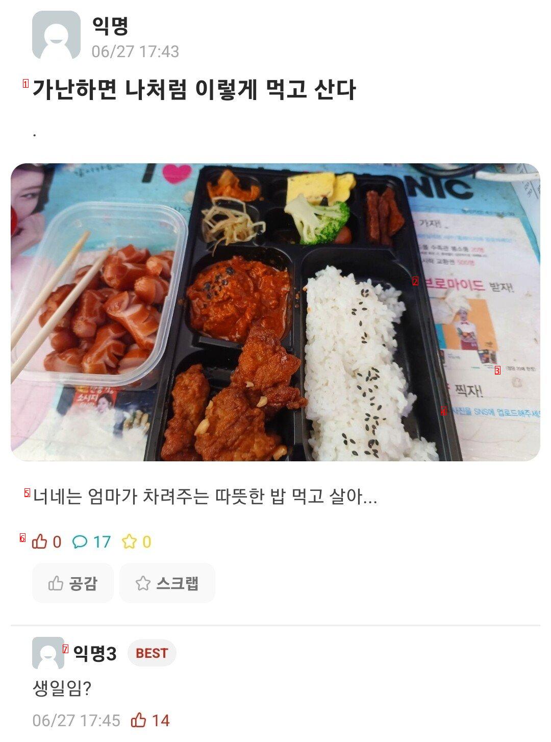 가난한 대학생의 저녁 상차림