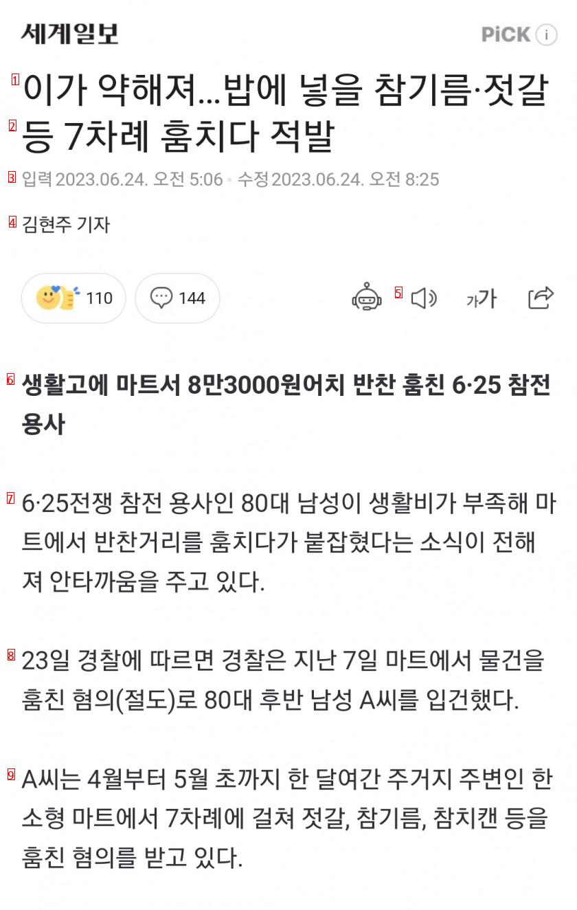 생활고에 식료품 절도한 6.25 참전용사