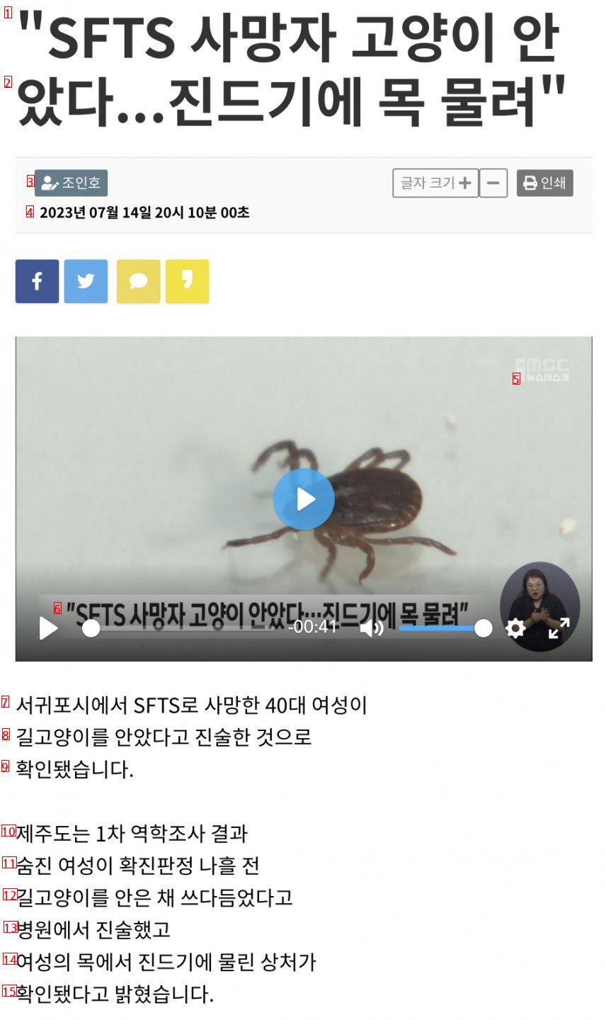 """"SFTS 사망자 고양이 안았다...진드기에 목 물려""""