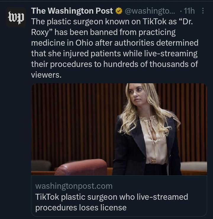 TikTokで整形手術を生中継して医師免許剥奪