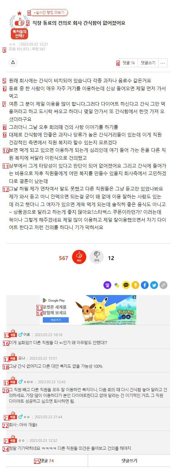 회사 간식을 없애버린 동료