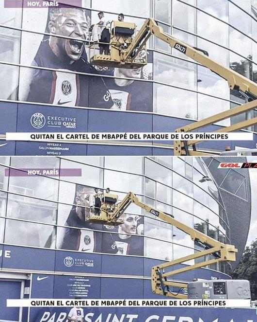 오피셜) PSG 음바페 포스터 제거 작업 완료. JPG