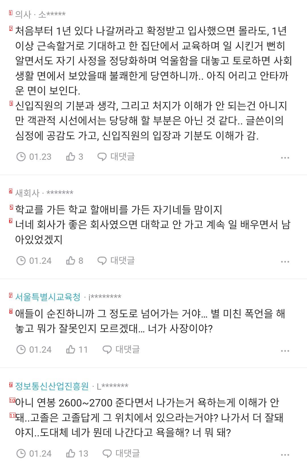 후배에게 심하게 한 말인가?