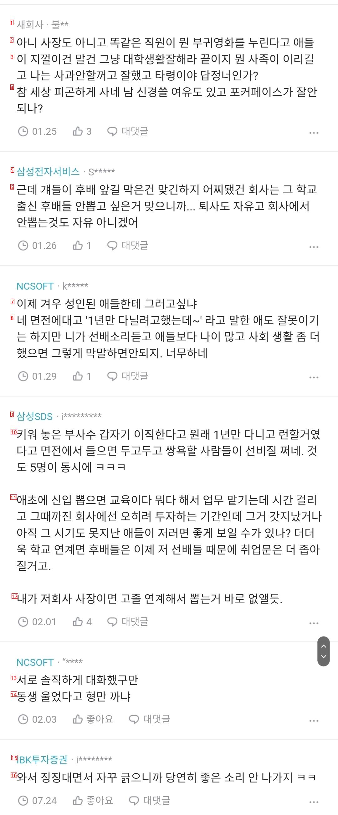 후배에게 심하게 한 말인가?