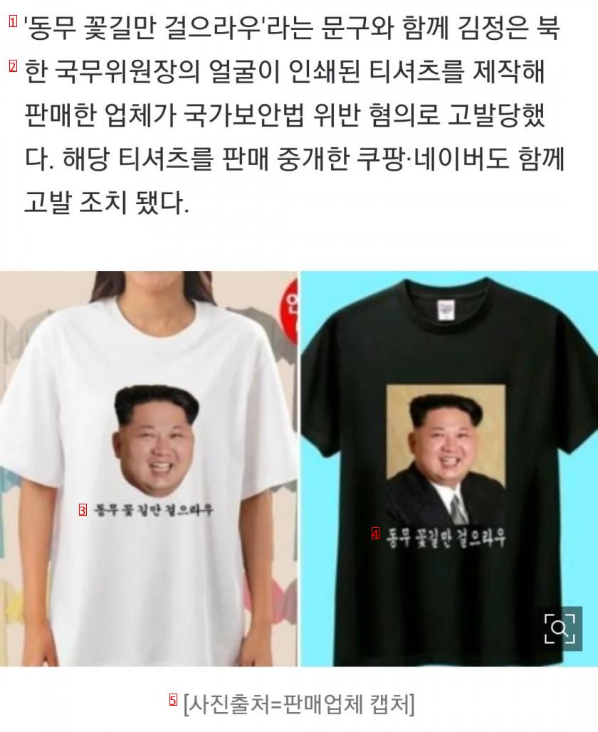 ''北 김정은 티셔츠'' 판매했다가… 국보법 위반 고발 당해