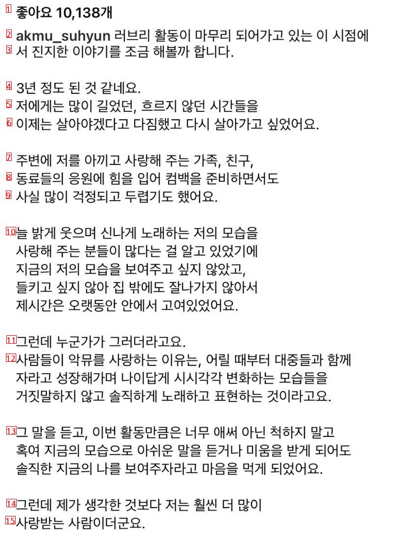 악뮤 수현이 활동 마무리하면서 올리는글