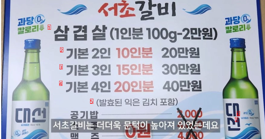 가격 인상된 부산 서초갈비 jpg