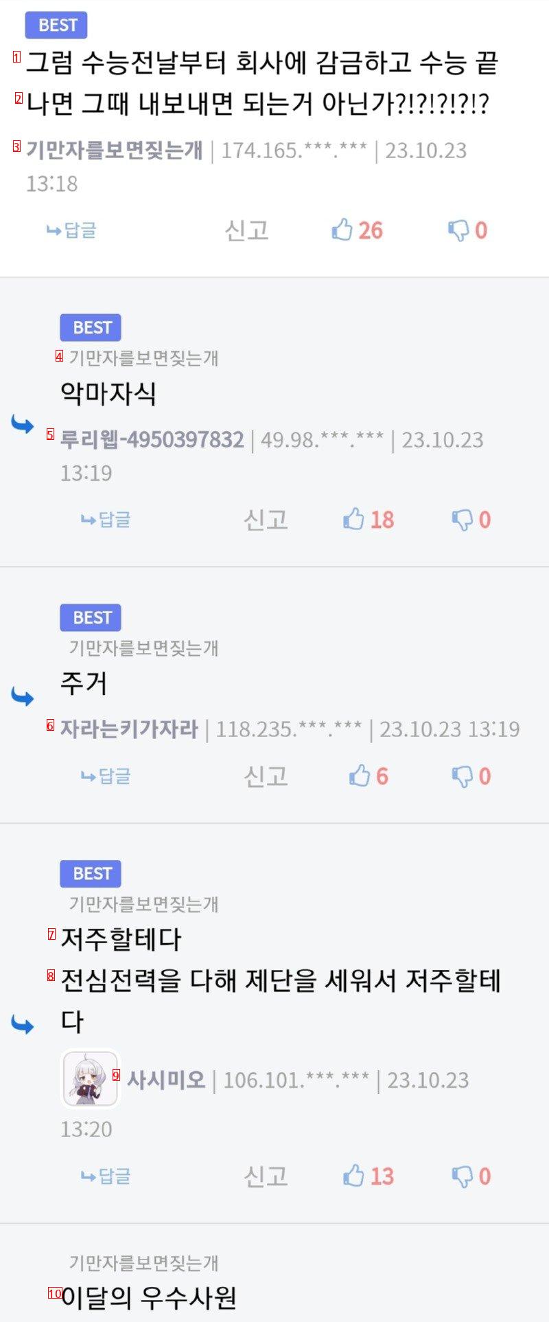 수능날 직장인들 격리 하자는 트윗