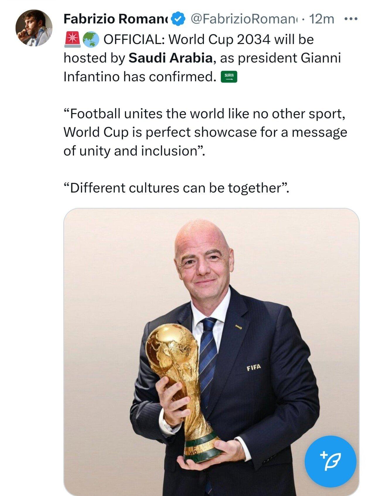 Official 2034ワールドカップサウジアラビア単独開催確定