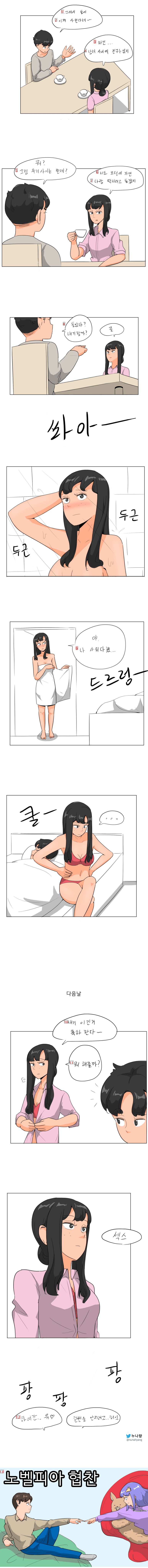 彼女とモーテルで賭けをする漫画