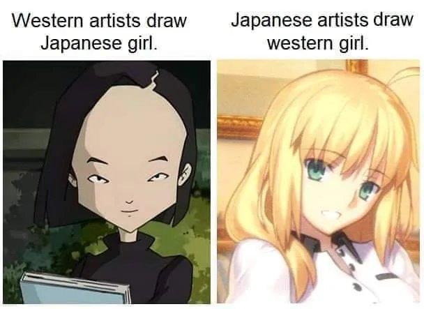 서양인이 그린 일본인 소녀, 일본인이 그린 서양인 소녀