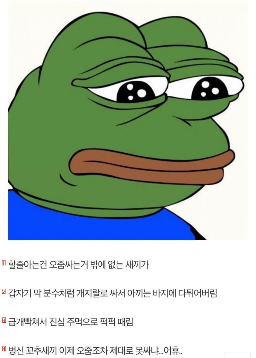 방금 내 꼬추 감정 실어서 존나 때림