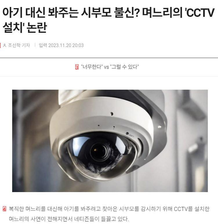 시부모 감시용 CCTV 설치한 며느리