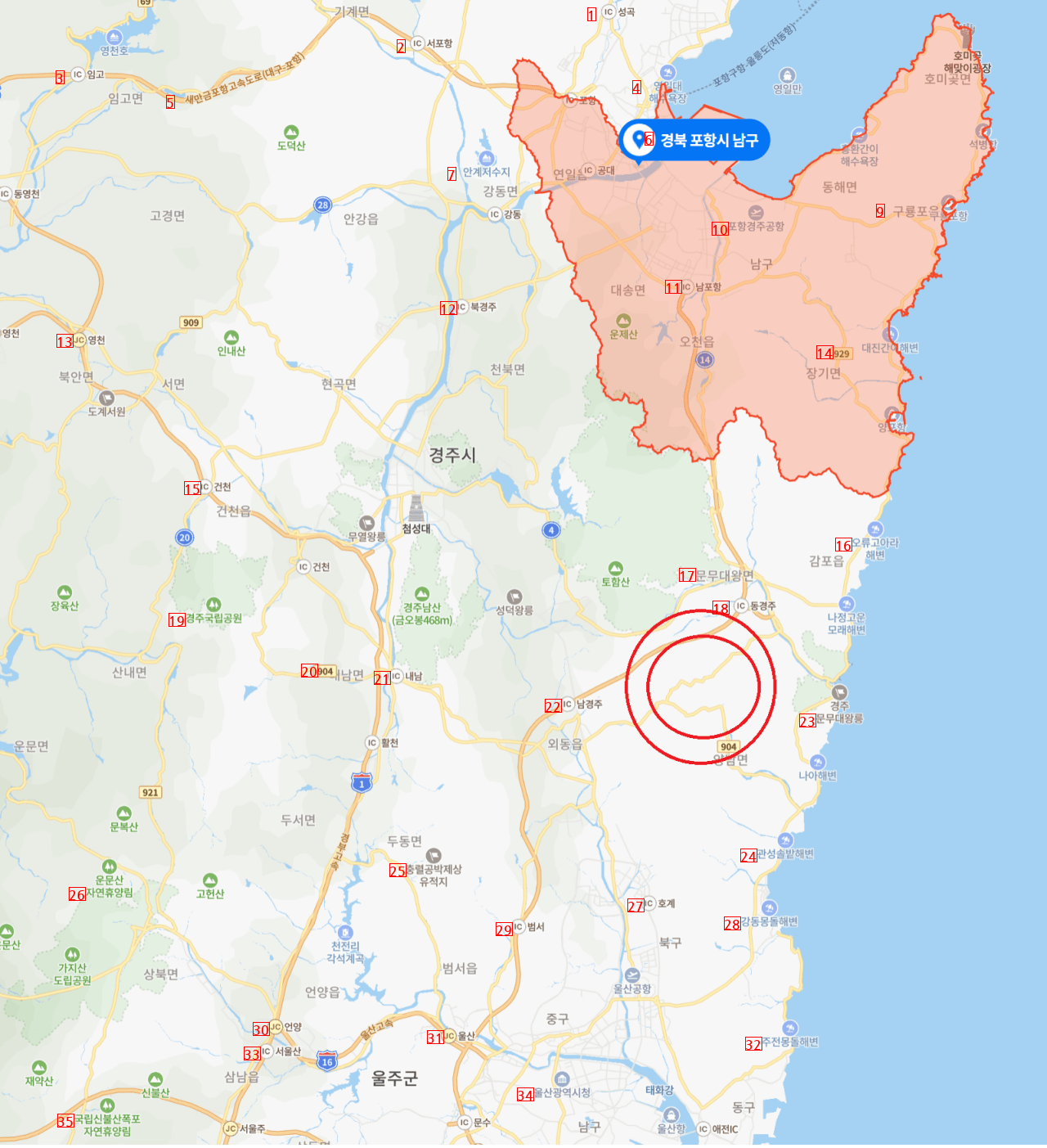 現在慶州40地震地震マップ震源地など