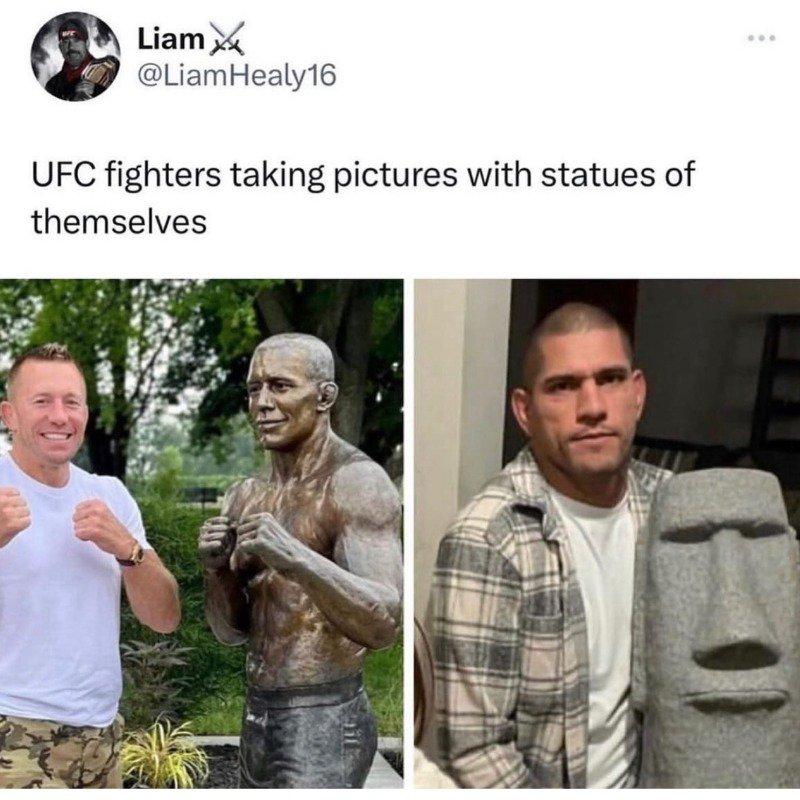 本人の銅像と写真を撮ったUFC選手