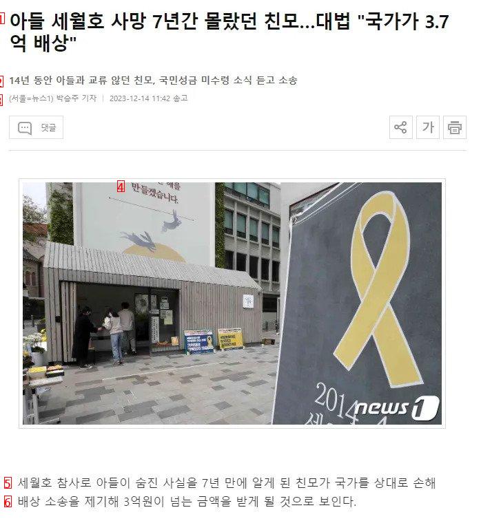 아들 세월호 사망 7년간 몰랐던 친모…대법 """"국가가 3.7억 배상""""