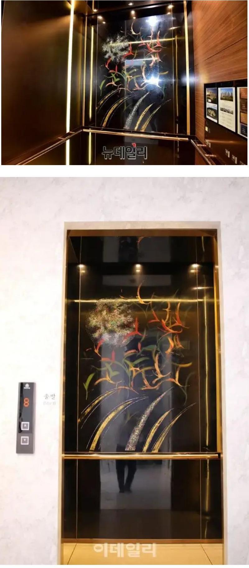 韓国の職人が作った螺鈿漆器エレベーター