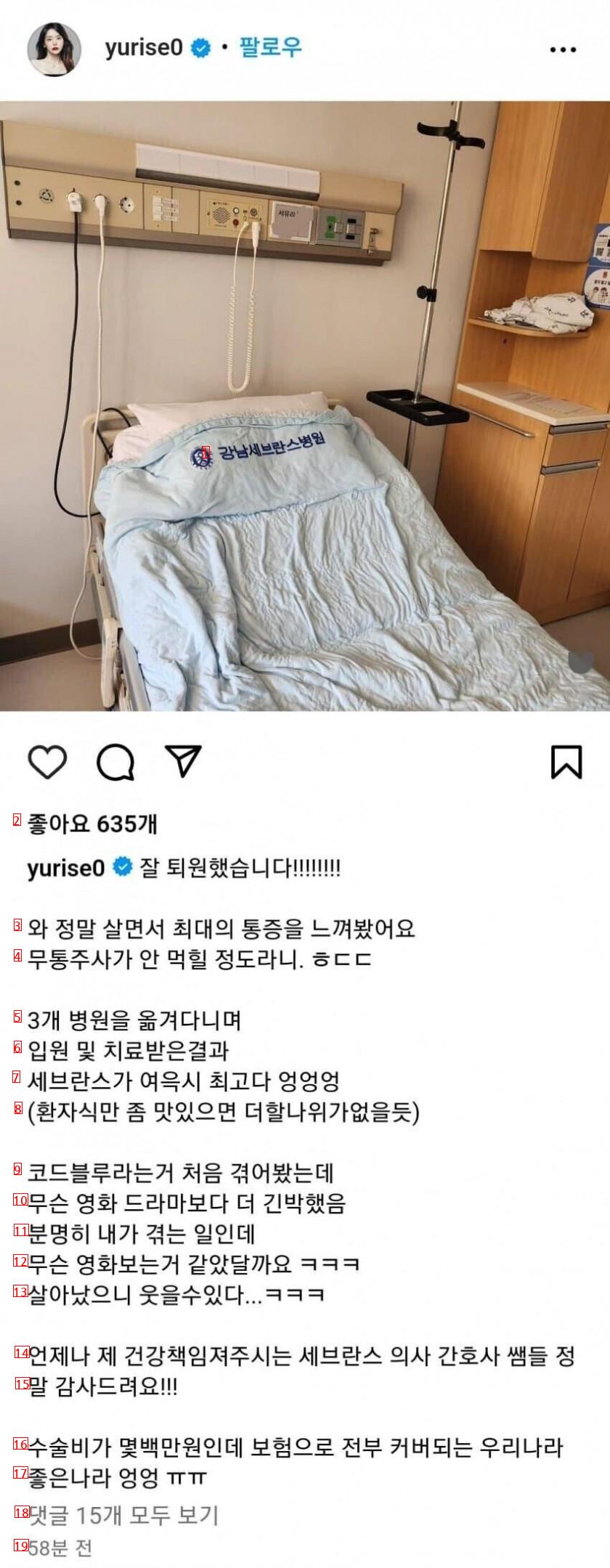 서유리 병원 입원 중에 심정지 왔었다 함 ㄷㄷ